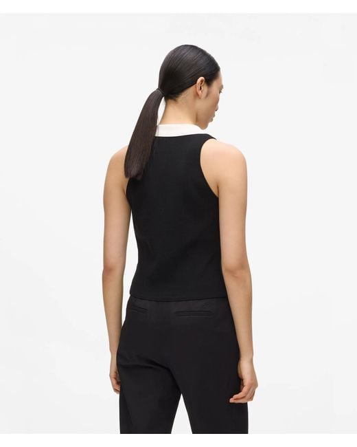 Karl Lagerfeld Black Tailored Knit Top
