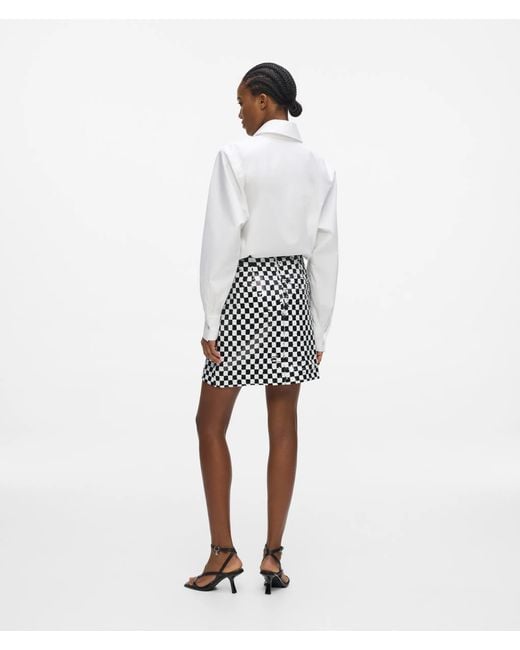 Karl Lagerfeld White Checkerboard Sequin Mini Skirt