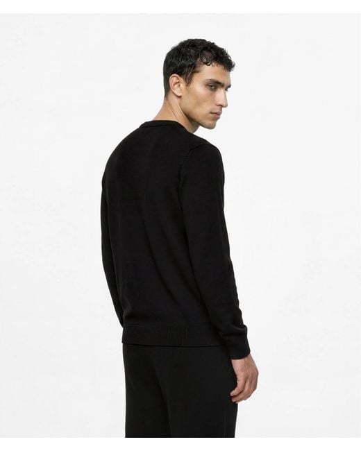 Karl Lagerfeld Black Monogram Cashmere Blend Loungewear Sweater for men