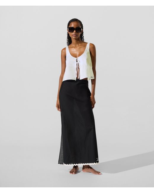 Karl Lagerfeld White Tie-Front Beach Top