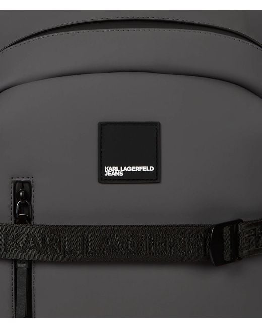 KL Jeans Black Coated Technical-Leather Backpack for men