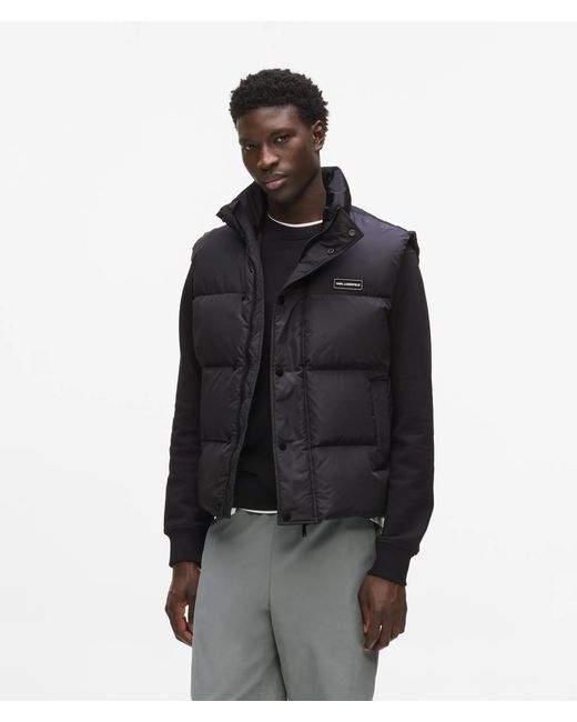 Karl Lagerfeld Black Logo Patch Puffer Gilet for men