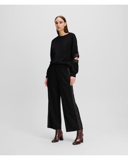 Karl Lagerfeld Black Glitter Karl Logo Tape Culottes