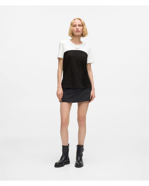 Karl Lagerfeld Black Signature Einfarbiges T-Shirt, Damen, Größe