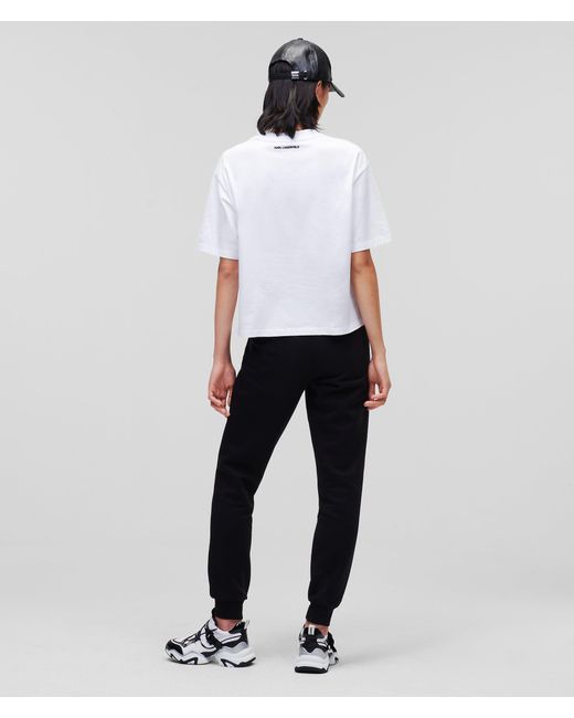 Karl Lagerfeld Blue T-Shirt Mit Signatur-Saum, Damen, Größe