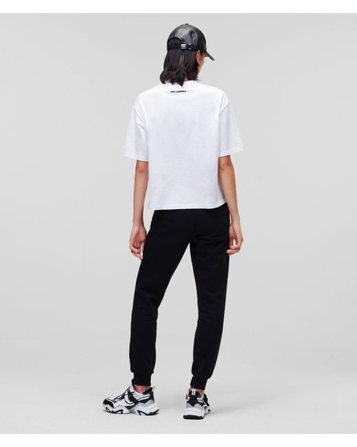 Karl Lagerfeld Blue T-Shirt Mit Signatur-Saum