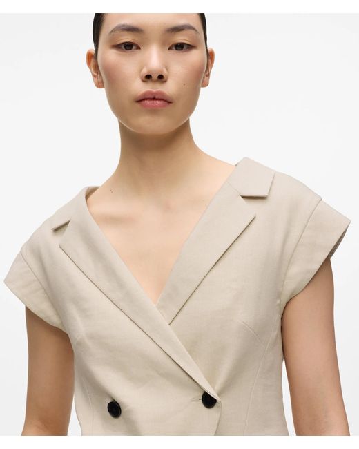 Karl Lagerfeld Natural Cap-Sleeved Blazer