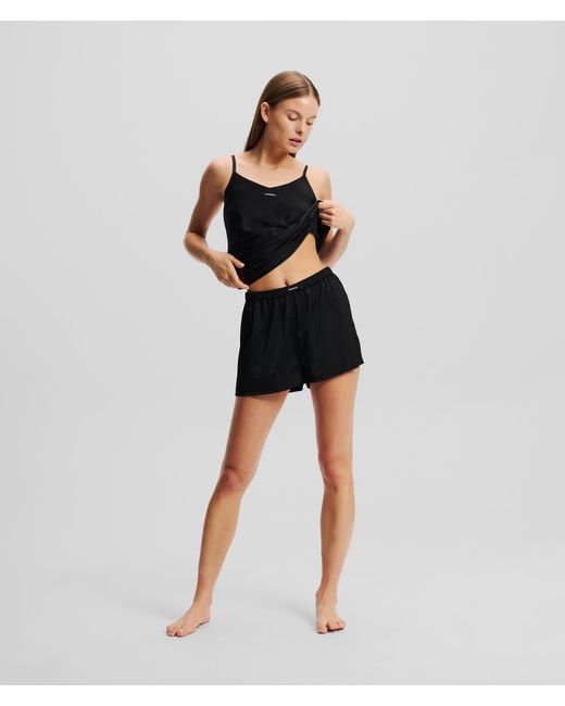 Karl Lagerfeld Black Pyjama-Set Aus Satin Mit Logo, Damen, Größe