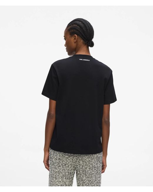 Karl Lagerfeld Black Signature Bouclé T-Shirt
