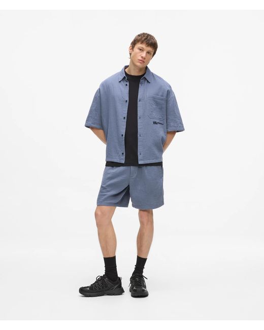 KL Jeans Blue Crinkled Cotton Shirt for men