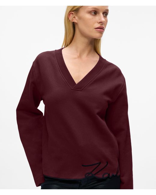 Karl Lagerfeld Red Sweatshirt Mit Signature Saum