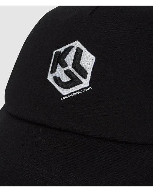 KL Jeans Black Monogram Trucker Cap for men