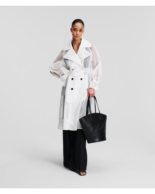 Karl Lagerfeld White Mesh Trenchcoat Handpicked By Hun Kim