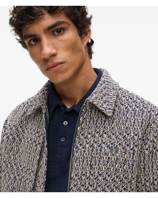 Karl Lagerfeld Gray Zip-Up Bouclé Tweed Jacket for men