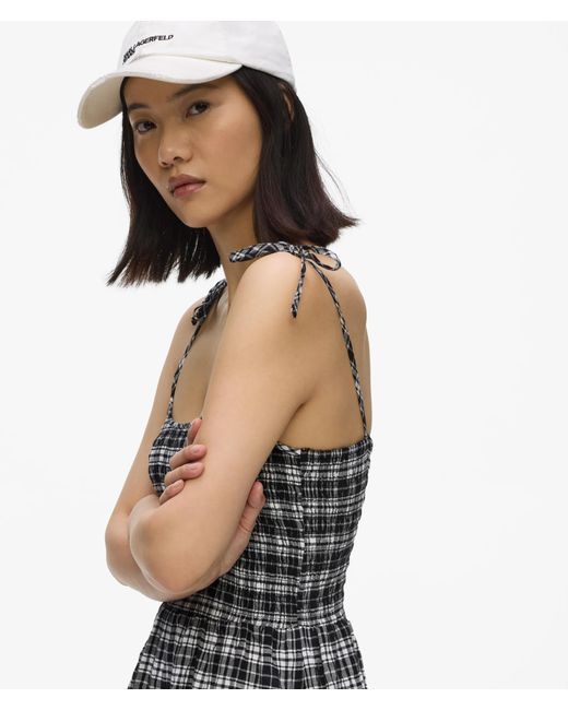 KL Jeans Blue Checked Strappy Dress, Multicoloured