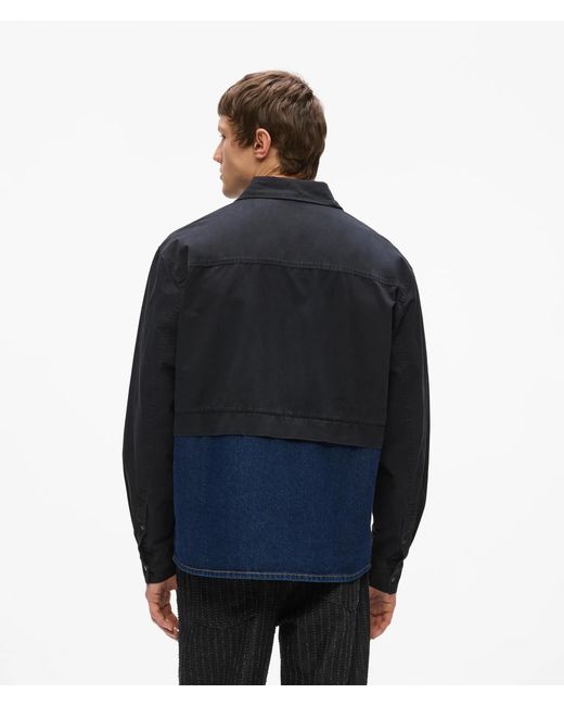 KL Jeans Blue Twill And Denim Overshirt for men