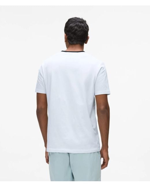 Karl Lagerfeld White Contrast V-Neck T-Shirt for men