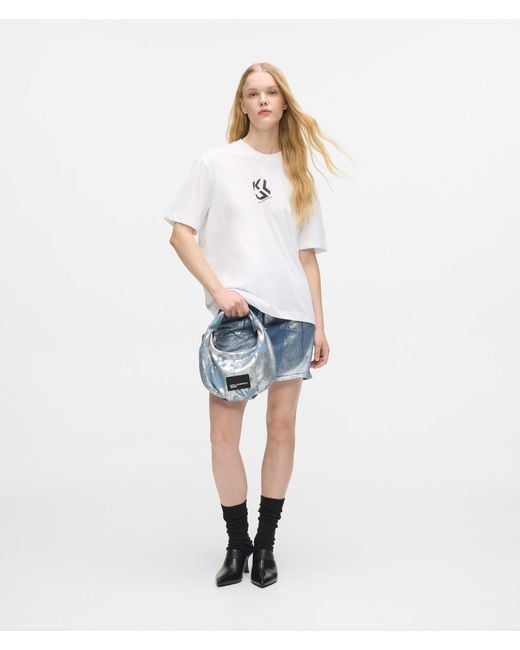 KL Jeans Blue High-Shine Denim Hobo Bag