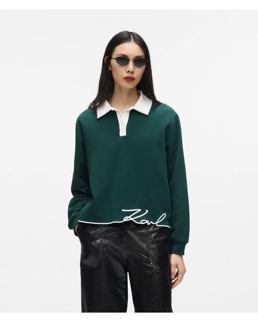 Karl Lagerfeld Green Signature Polo Sweatshirt