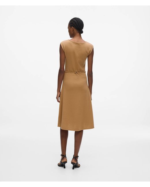 Karl Lagerfeld Natural Belted Sleeveless Jersey Dress