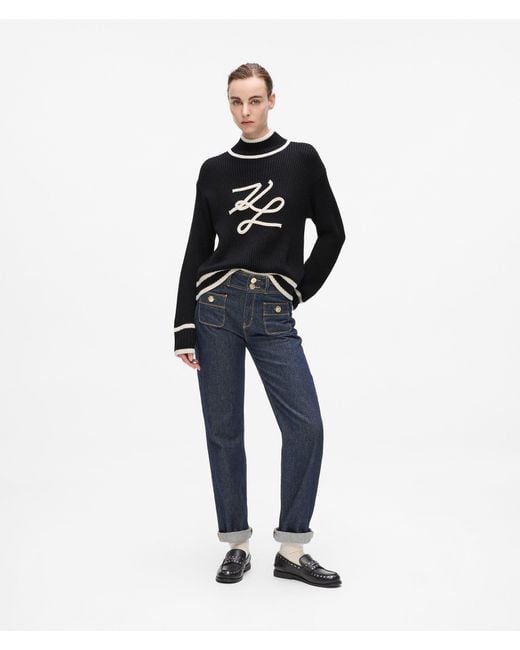 Karl Lagerfeld Black Turtleneck Autograph Sweater