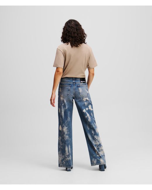 Karl Lagerfeld Blue Bleached Mid-rise Relaxed Jeans