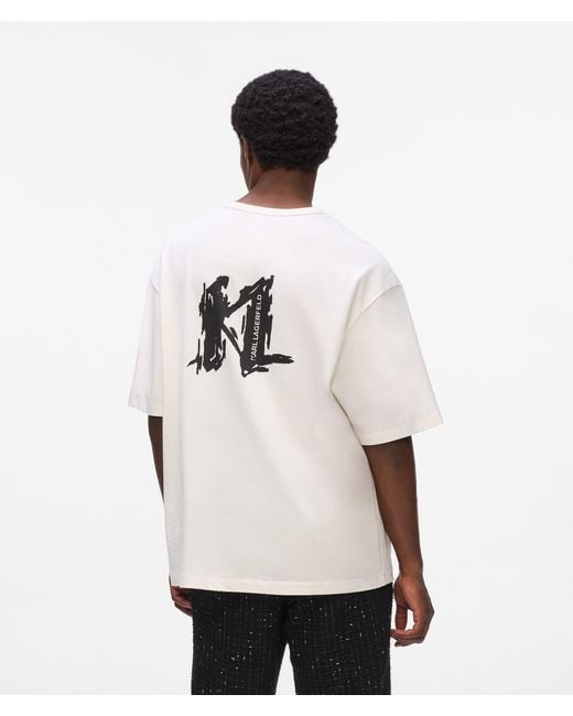 Karl Lagerfeld White Graphic Monogram T-Shirt for men