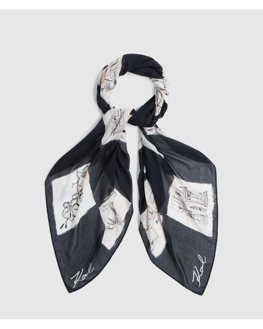 Karl Lagerfeld Multicolor K/Ballet Checked Modal Blend Scarf, Multicoloured