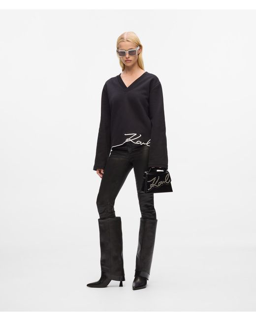 Karl Lagerfeld Black Sweatshirt Mit Signature Saum