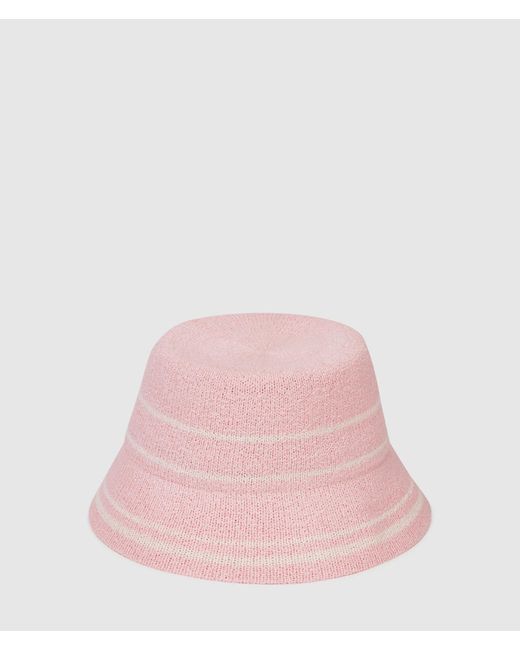 Karl Lagerfeld Pink Signature Knit Bucket Hat