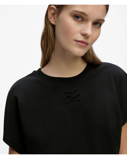 Karl Lagerfeld Black Autograph Cap-Sleeve T-Shirt