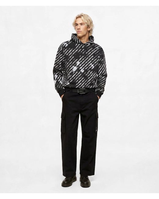 KL Jeans Black Relaxed All-Over Ombré Logo Hoodie for men