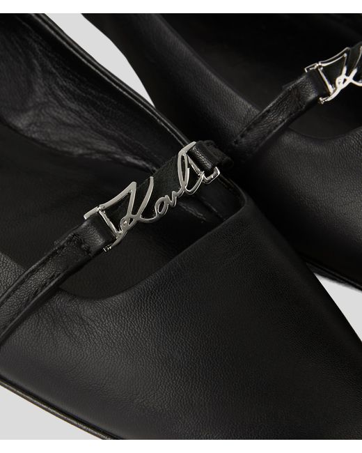 Sandales Plates À Bout Carré Karl Signature Karl Lagerfeld en coloris Black