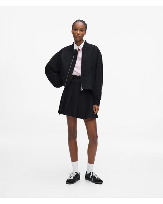 Karl Lagerfeld Black Ikon Bouclé Pleated Skirt