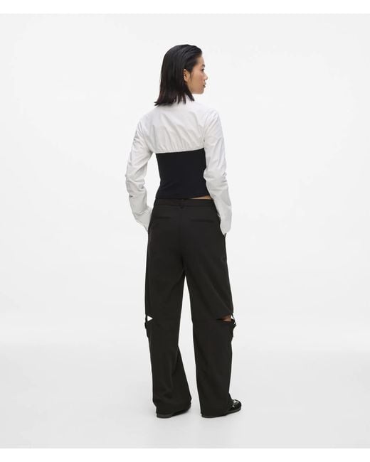 KL Jeans White Buckle-Detail Tailored Pants