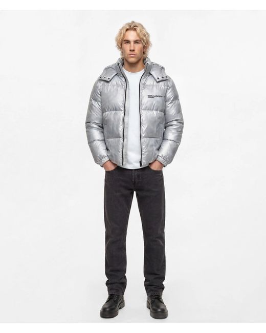 KL Jeans Gray Shiny Puffer Jacket for men