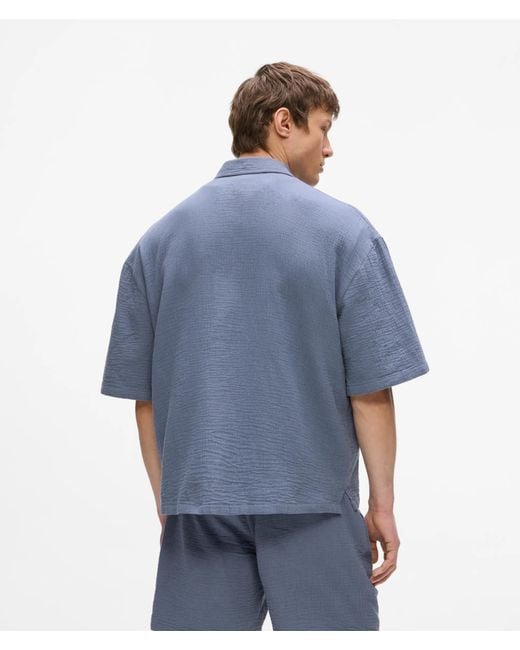 KL Jeans Blue Crinkled Cotton Shirt for men