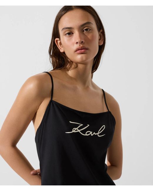 Karl Lagerfeld Black Signature Jersey Mini Beach Dress