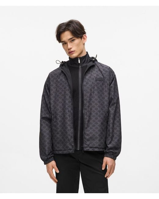 Karl Lagerfeld Gray Hooded Reversible Blouson Jacket for men