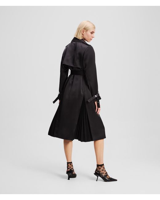 Karl Lagerfeld Black Fluid Trench Coat