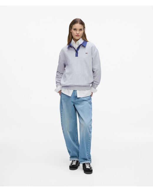 Karl Lagerfeld Blue Ikon Denim Detail Sweatshirt
