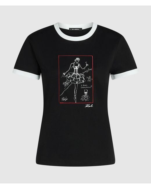 Karl Lagerfeld Black Le Ballet Slim-Fit-T-Shirt, Damen, Größe