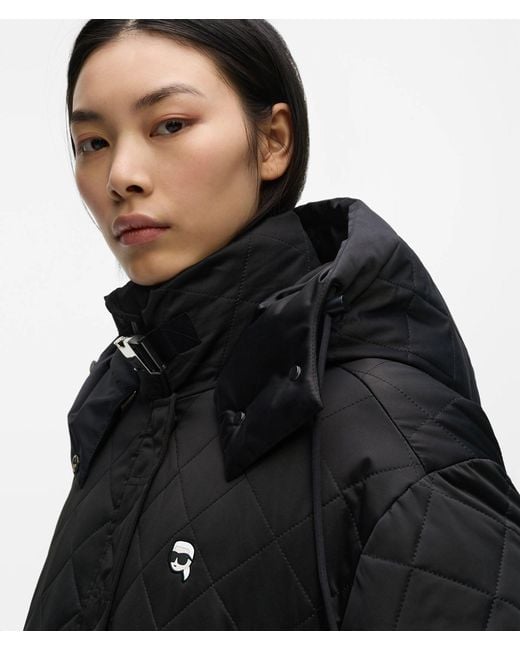Karl Lagerfeld Black Ikon Quilted Puffer Jacket