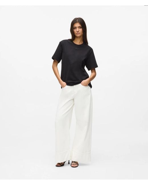 Karl Lagerfeld White Wide Leg Turn Up Jeans