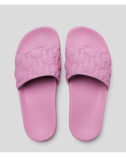 Karl Lagerfeld Purple Kl Monogram Padded Sandals
