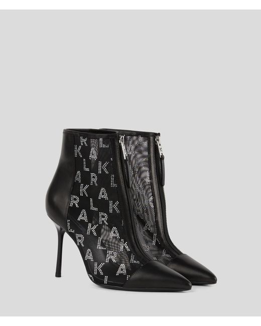 Karl Lagerfeld Black Sarabande Rhinestone Ankle Boots