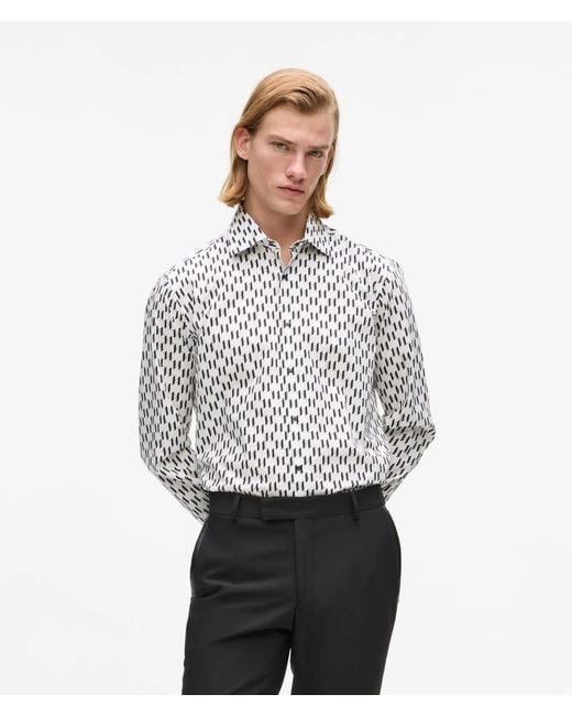Karl Lagerfeld Gray All-Over Monogram Shirt for men