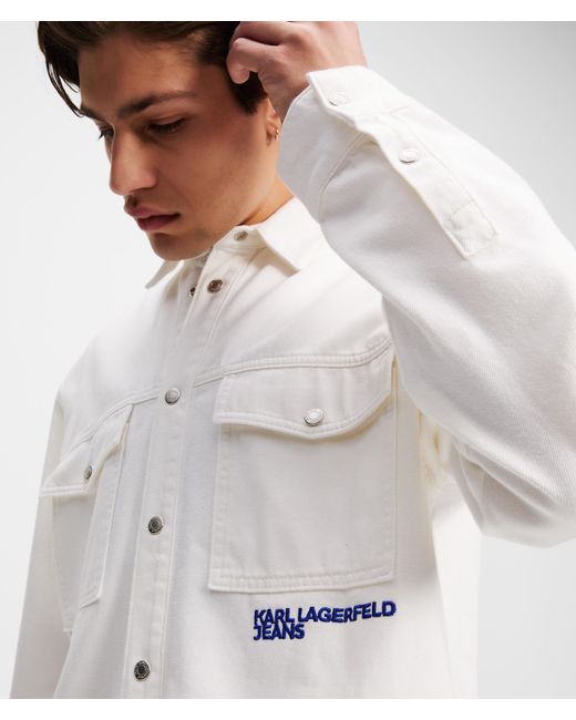 Karl Lagerfeld White Out Of The Blue Graphic Overshirt for men