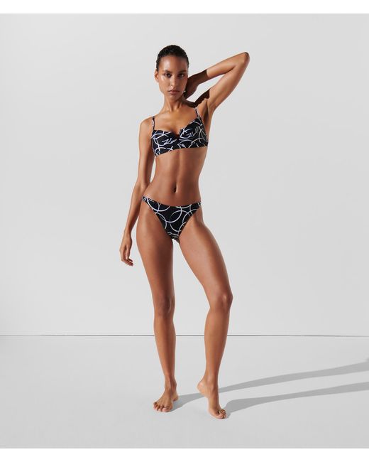 Haut De Bikini Avec Séparateur En V Et Imprimé Cercles Karl Lagerfeld en coloris Multicolor
