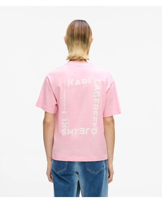KL Jeans Pink Regular-Fit Frame Logo T-Shirt
